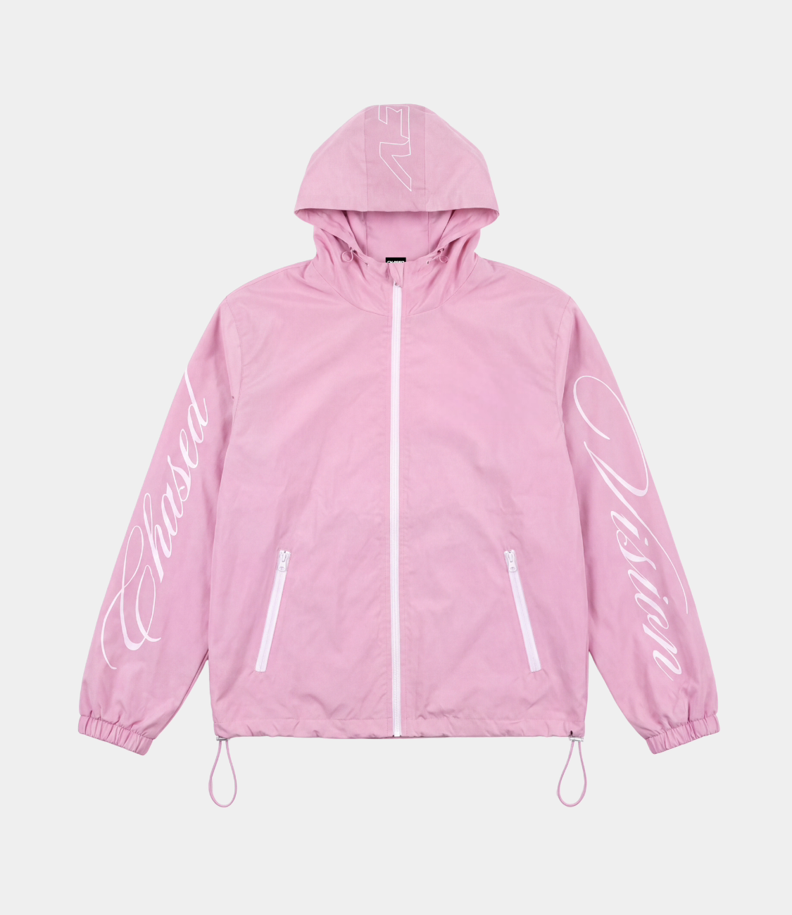Pink 3-in-1 waterproof windbreaker jacket front view